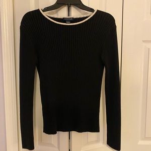 Ann Taylor black knit blouse Womens L